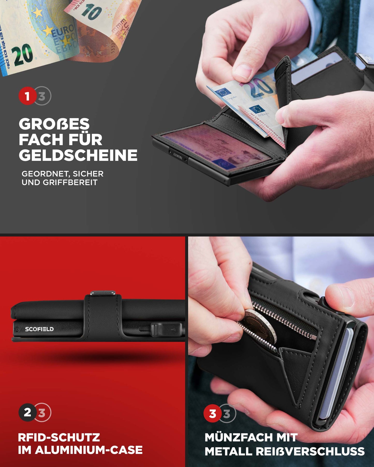 Black - Matte Black, Münzfach Mini