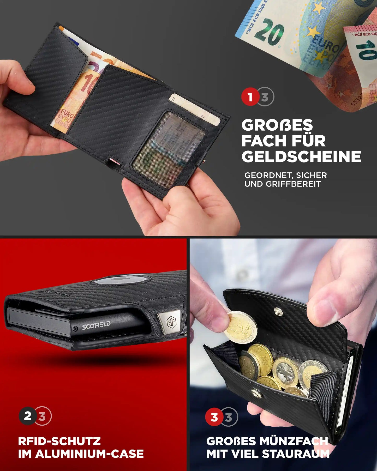 Carbon - Matte Black, Münzfach Max