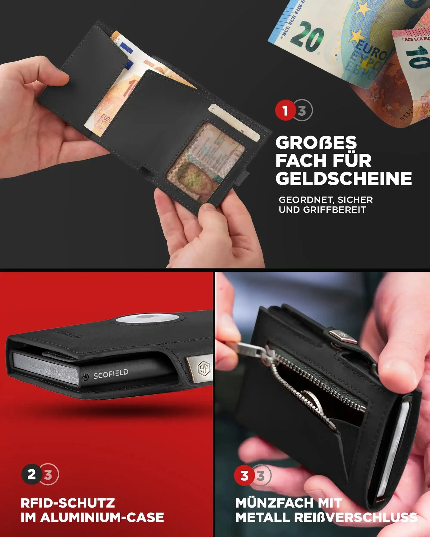 Black - Matte Black, Münzfach Mini