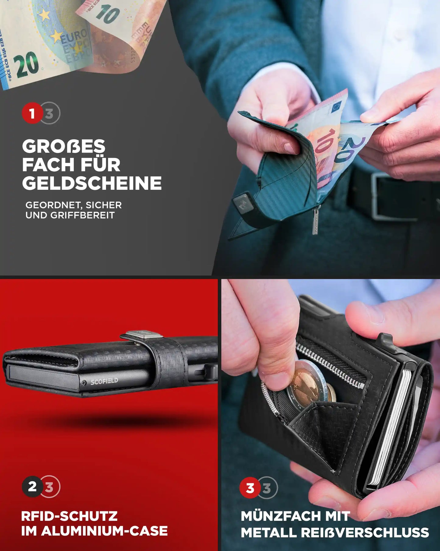 Carbon - Matte Black, Münzfach Mini,
Carbon - Cherry Red, Münzfach Mini,
Carbon - Night Green, Münzfach Mini,