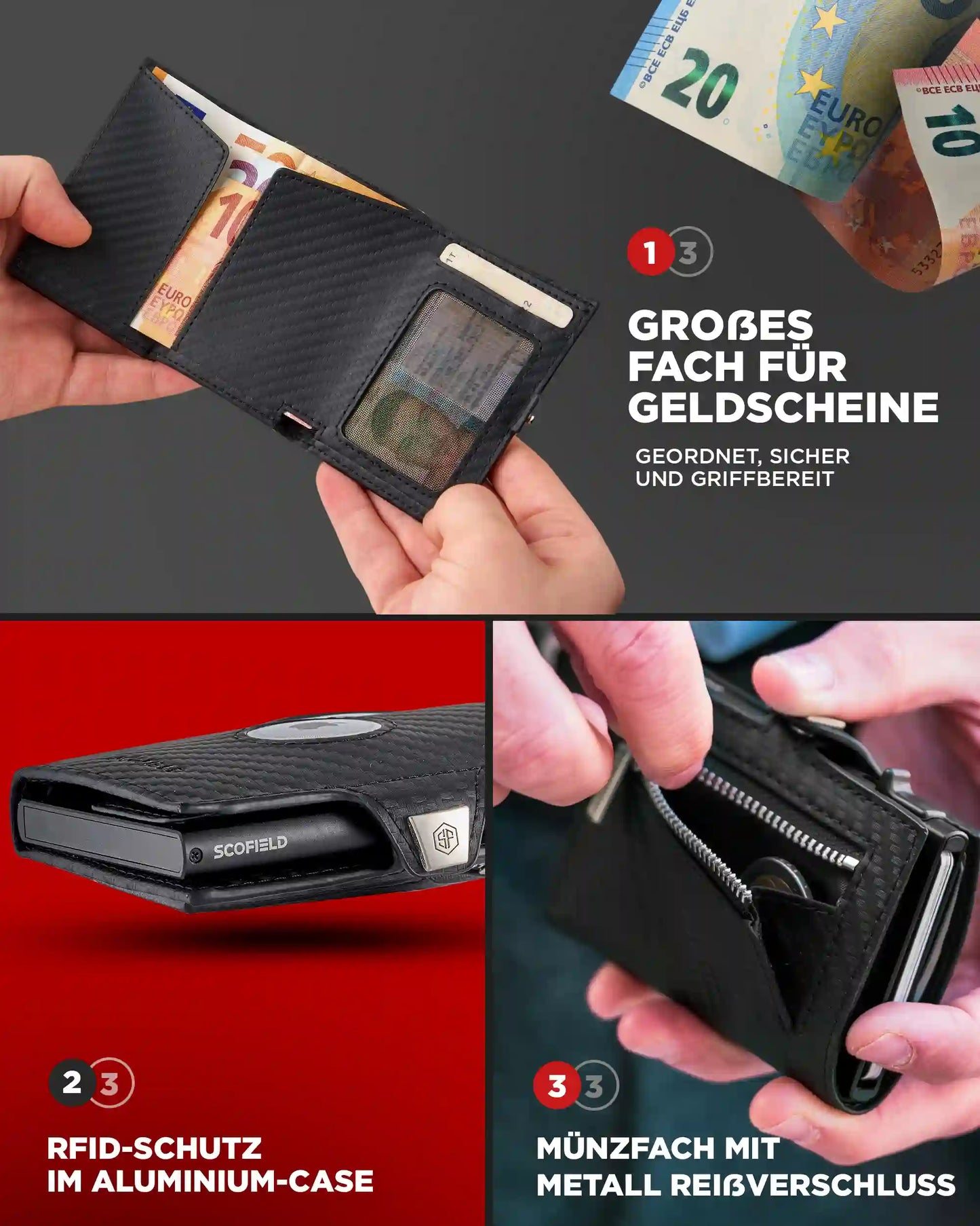 Carbon - Matte Black, Münzfach Mini