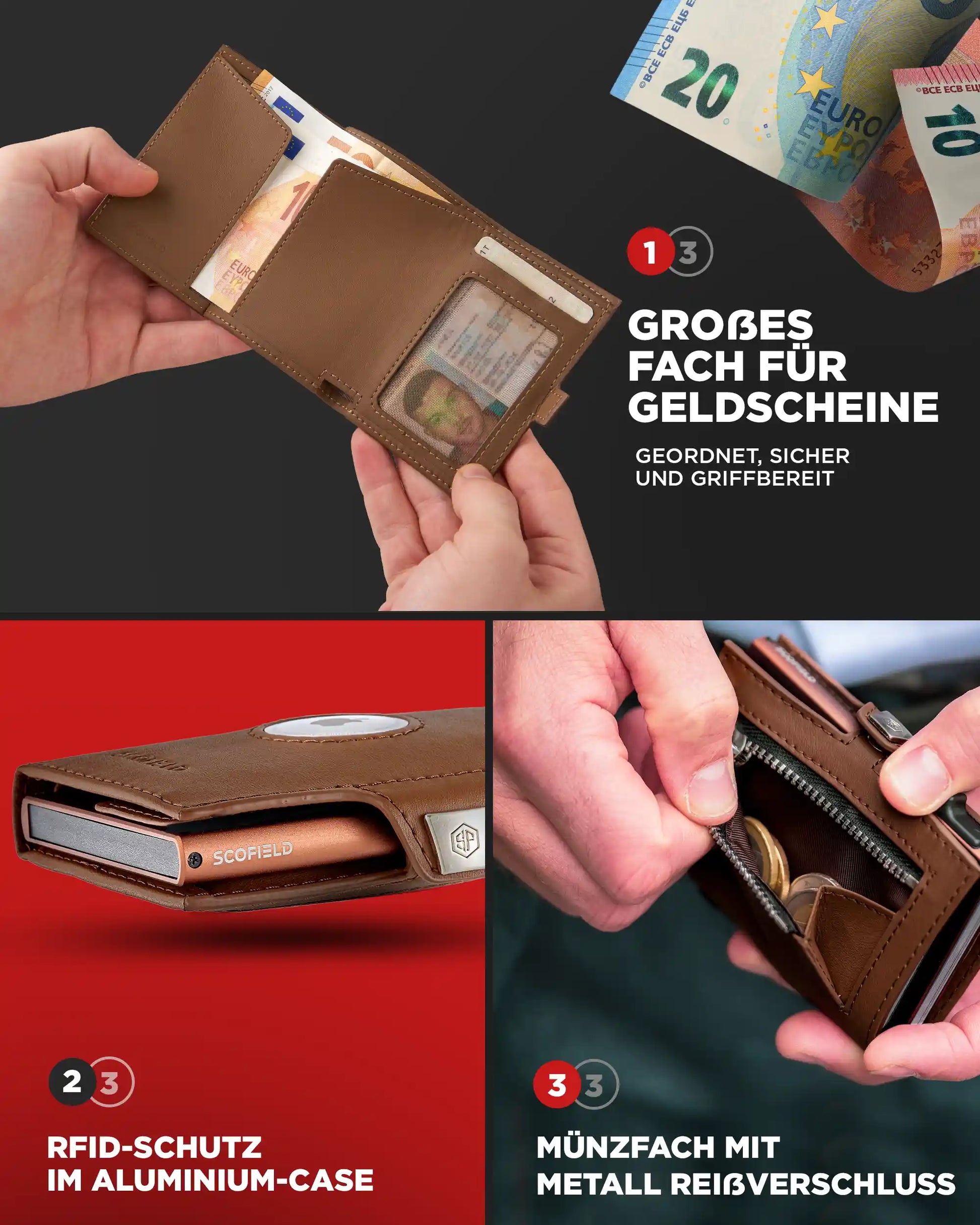 Brown - Chocolate Brown, Münzfach Mini