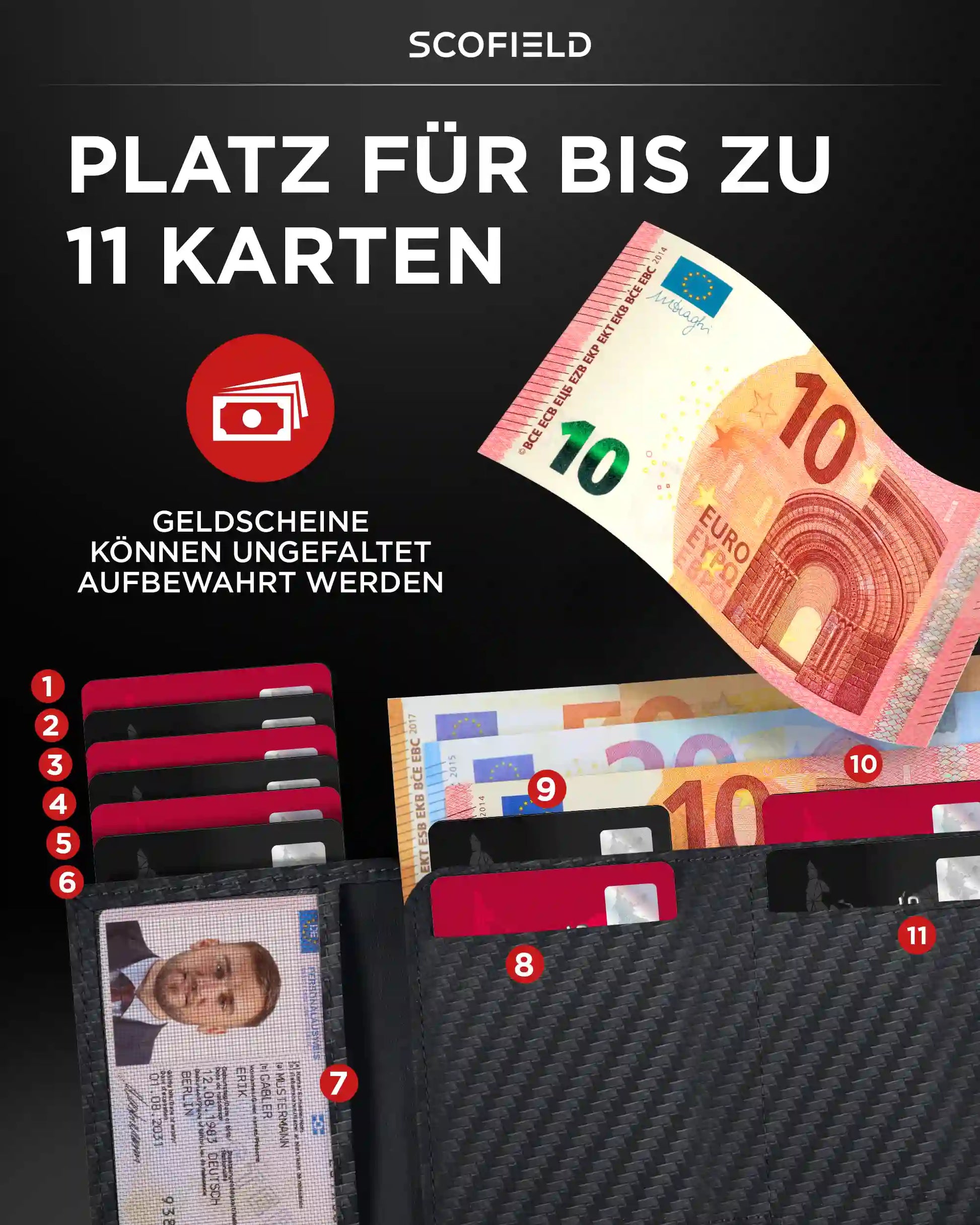 Carbon - Matte Black, Ohne Münzfach,
Carbon - Matte Black, Münzfach Mini,
Carbon - Matte Black, Münzfach Max,
Carbon - Cherry Red, Ohne Münzfach,
Carbon - Cherry Red, Münzfach Mini,
Carbon - Cherry Red, Münzfach Max,
Carbon - Night Green, Ohne Münzfach,
Carbon - Night Green, Münzfach Mini,
Carbon - Night Green, Münzfach Max